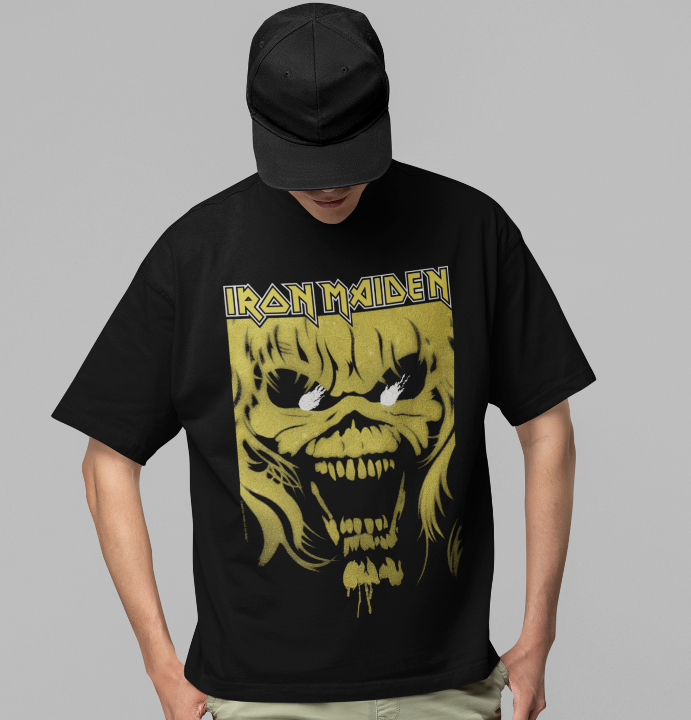 Stakes Iron Maiden Open Mouth Jumbo Print T-shirt [Apparel] Black