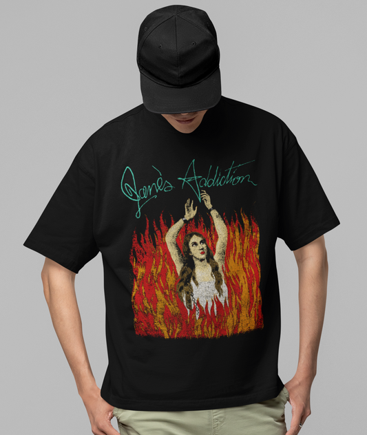 MERCHMOMENT Jane's Addiction - Flames Jumbo Print T-Shirt [Apparel] - Rock Band Apparel