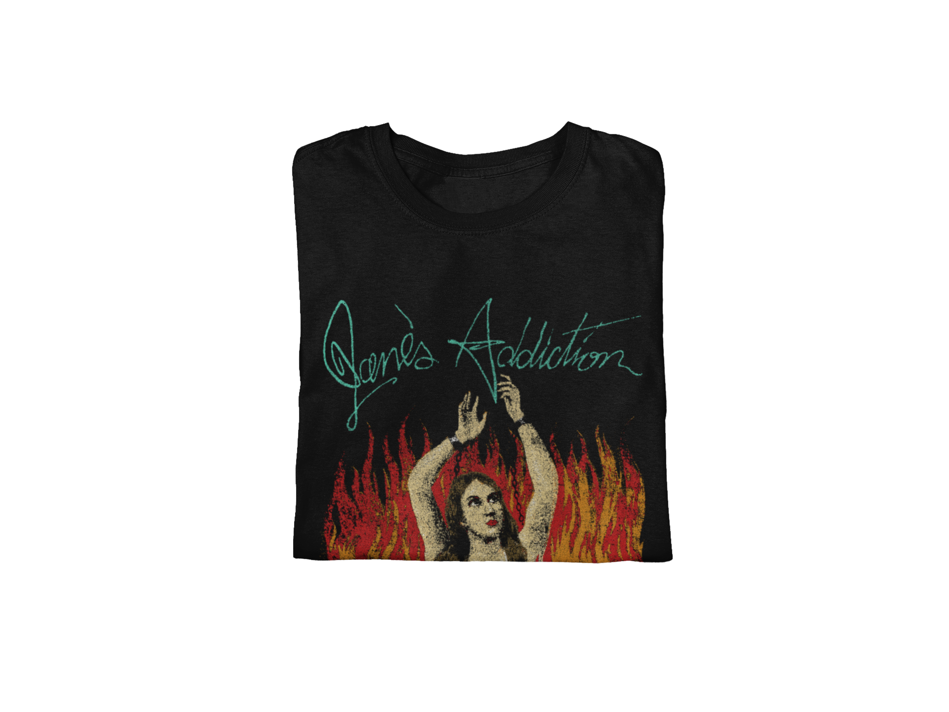 MERCHMOMENT Jane's Addiction - Flames Jumbo Print T-Shirt [Apparel] - Rock Band Apparel