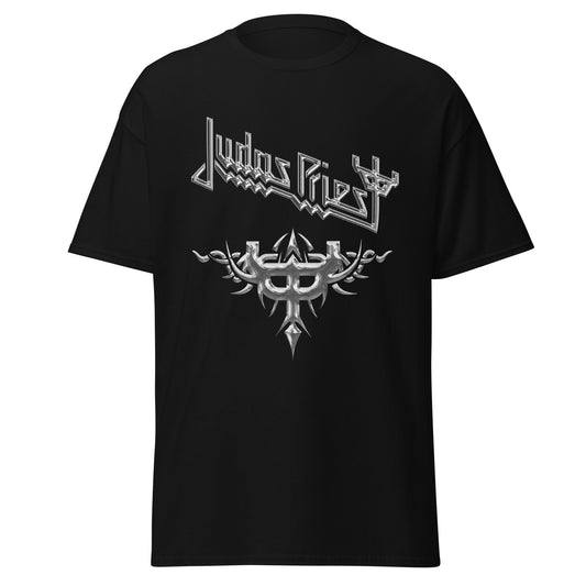 MERCHMOMENT Judas Priest - Liquid Metal Logo Jumbo Print T-Shirt [Apparel] - Rock Band Apparel