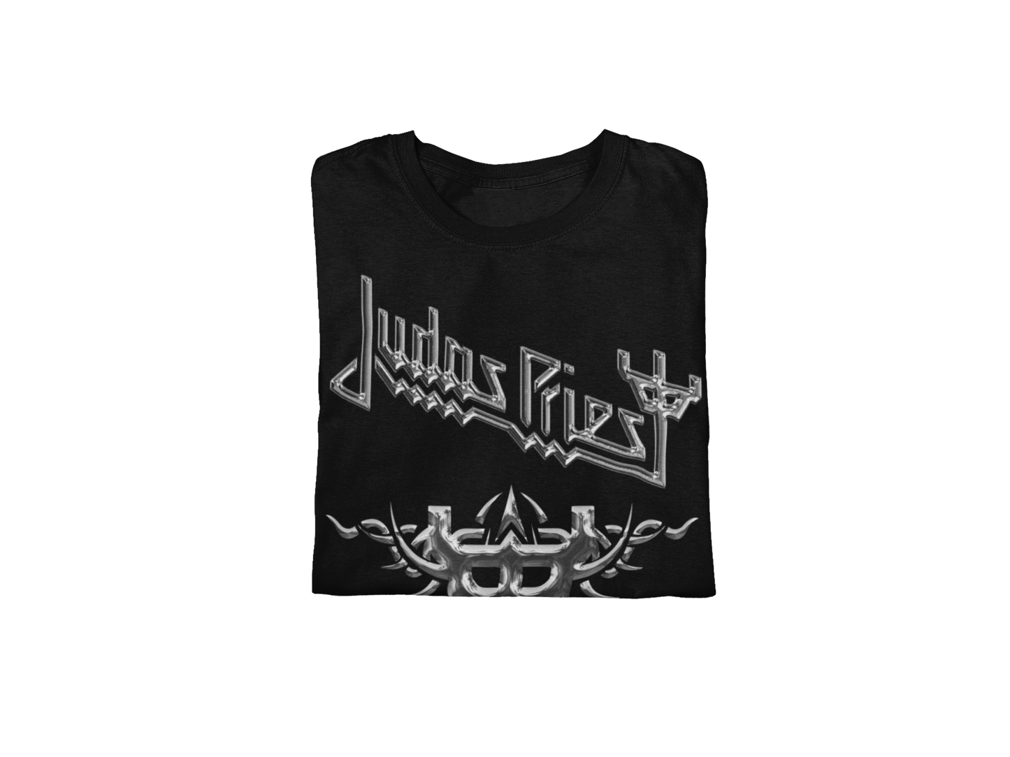 MERCHMOMENT Judas Priest - Liquid Metal Logo Jumbo Print T-Shirt [Apparel] - Rock Band Apparel