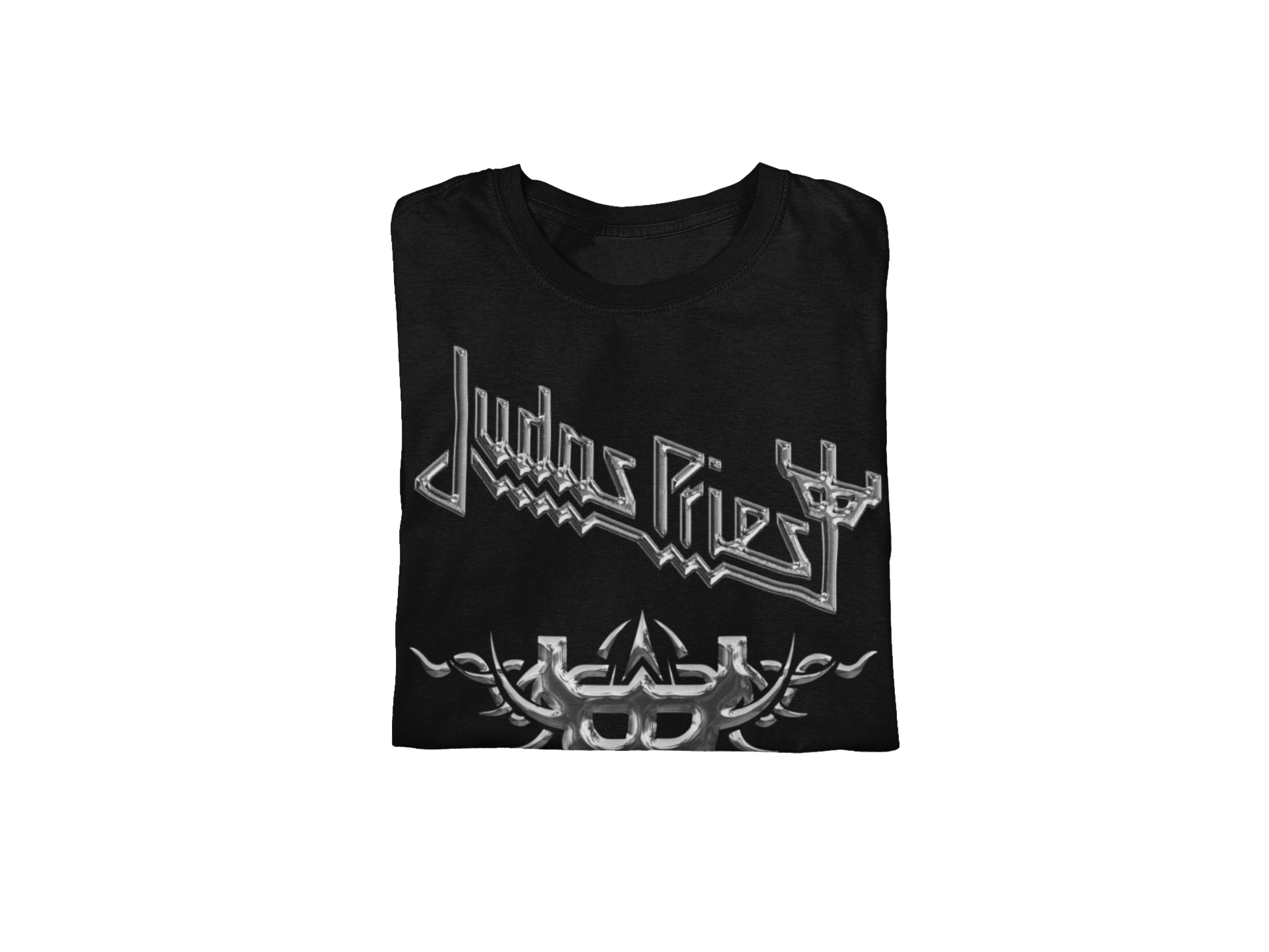 MERCHMOMENT Judas Priest - Liquid Metal Logo Jumbo Print T-Shirt [Apparel] - Rock Band Apparel