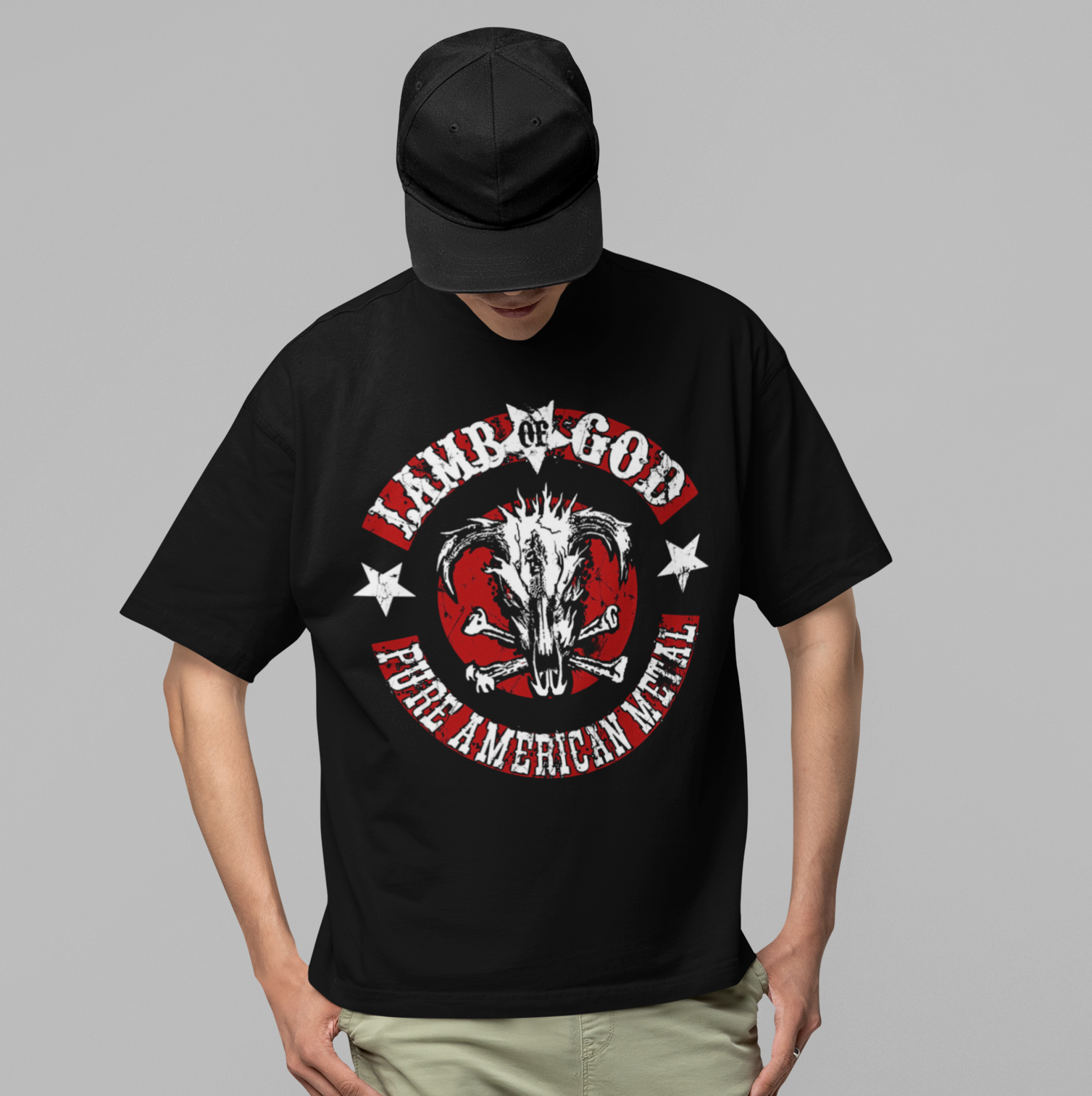 MERCHMOMENT Lamb Of God - Pure American Metal Jumbo Print T-ShirtT-Shirt [Apparel] - Rock Band Apparel