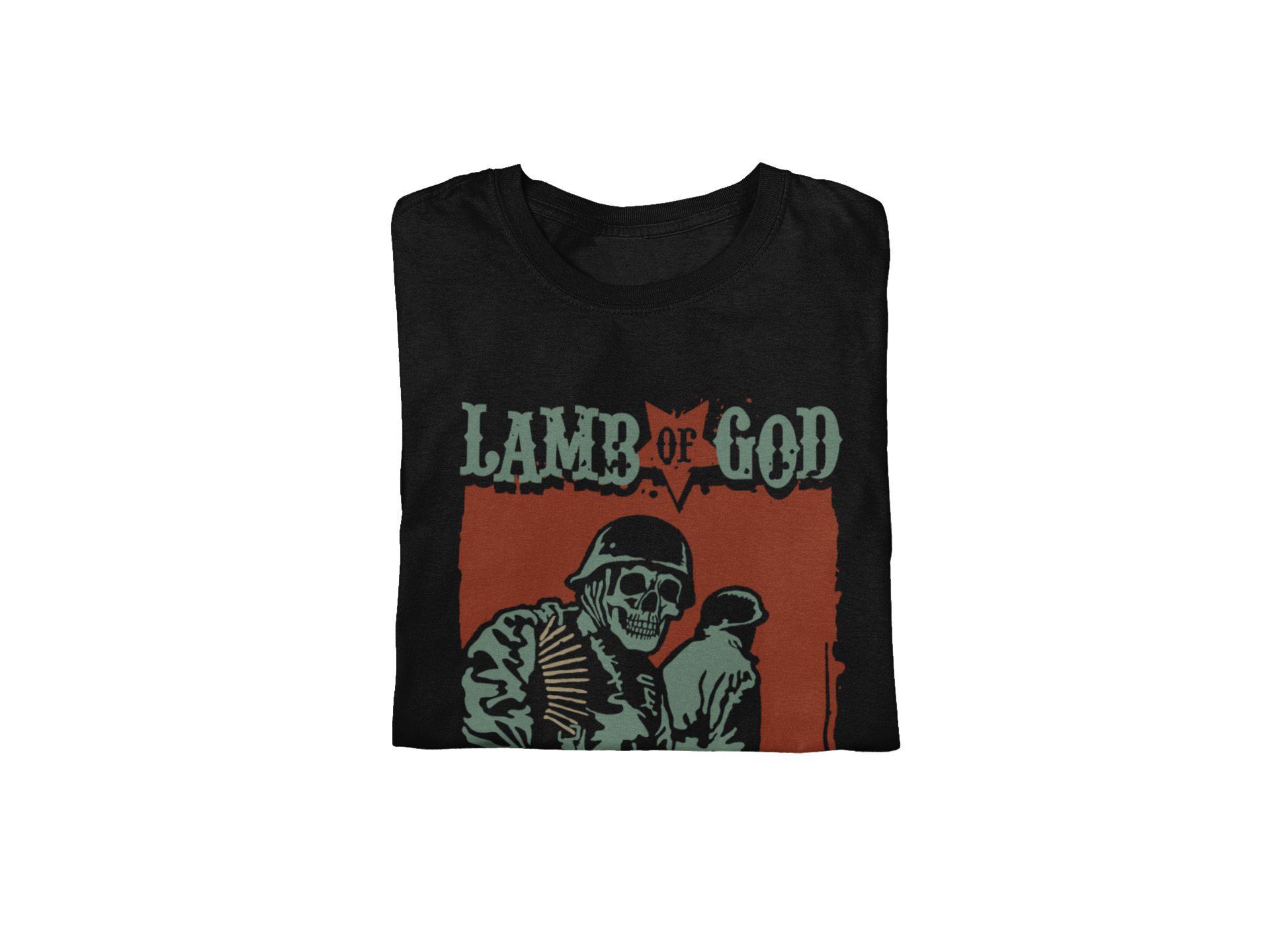 MERCHMOMENT Lamb Of God - Skeleton Army Plato Quote Jumbo Print T-Shirt [Apparel] - Rock Band Apparel