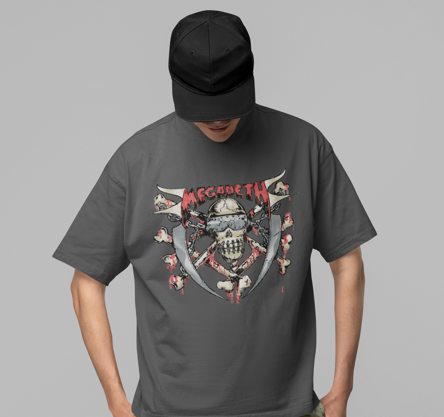 MERCHMOMENT MegaDeth - Hand Painted Vic Jumbo Print T-Shirt [Apparel] - Rock Band Apparel