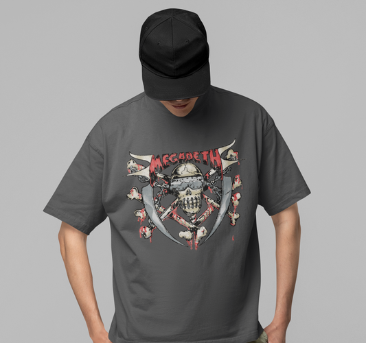 MERCHMOMENT MegaDeth - Hand Painted Vic Jumbo Print T-Shirt [Apparel] - Rock Band Apparel
