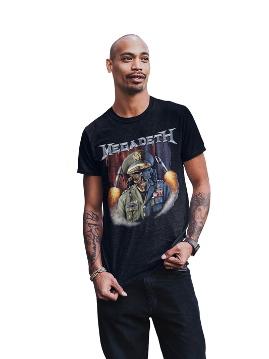 MERCHMOMENT MegaDeth - Rattlehead Vic Jumbo Print T-Shirt [Apparel] - Rock Band Apparel
