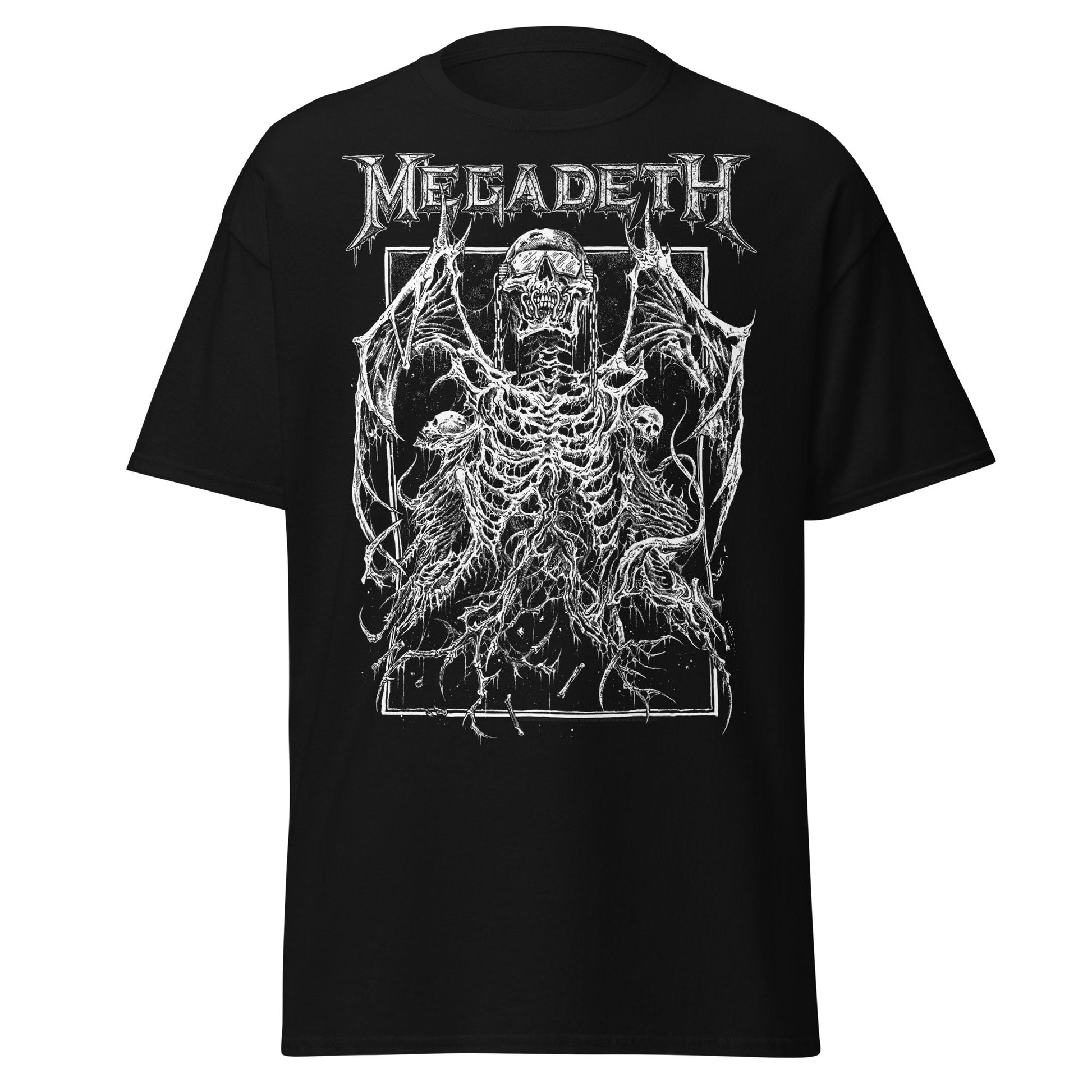 Stakes Megadeth Skeleton Wings Jumbo Print T-shirt [Apparel] Black