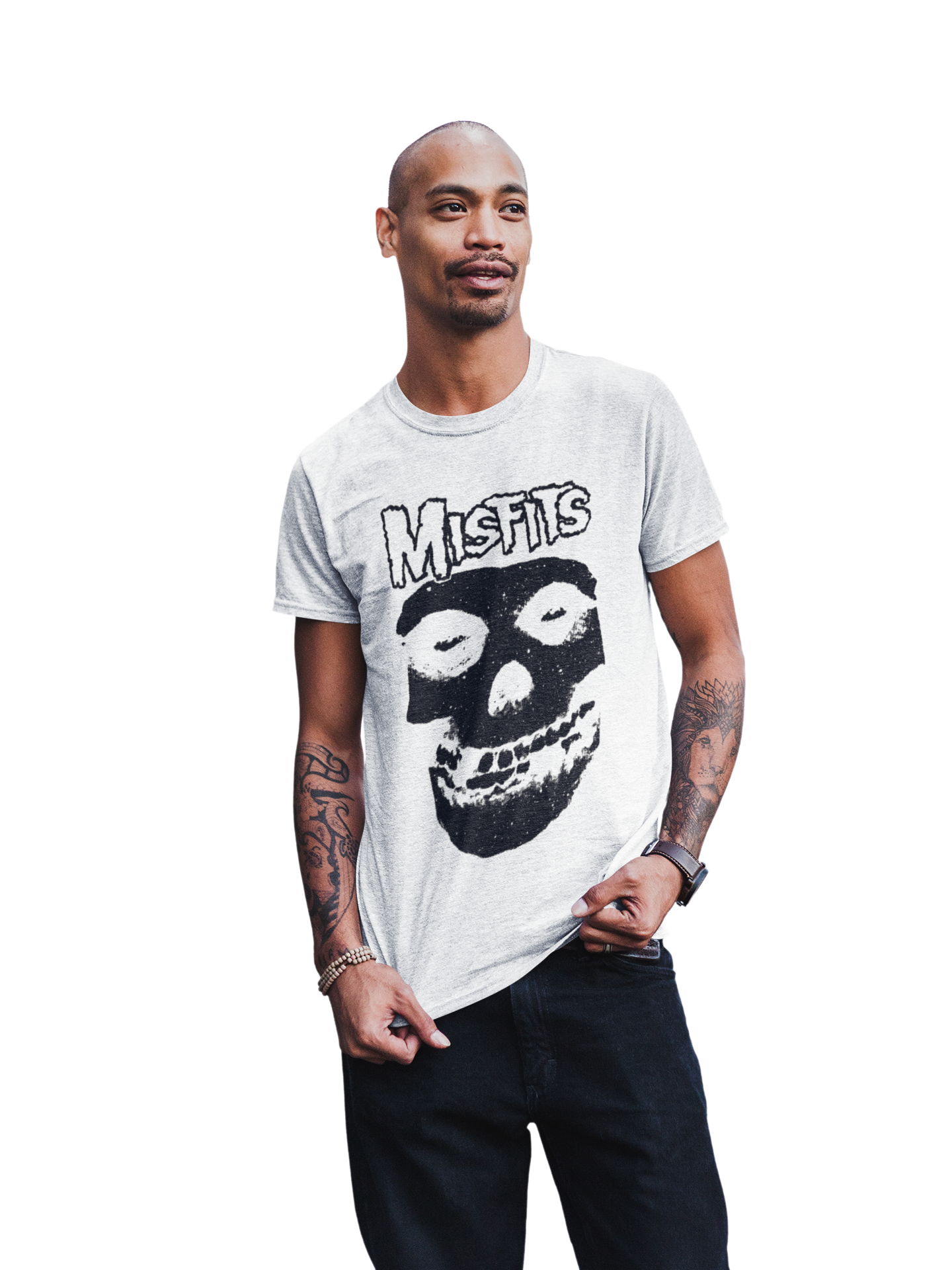 MERCHMOMENT Misfits Black Skull Jumbo Print T-shirt [Apparel] - Rock Band Apparel