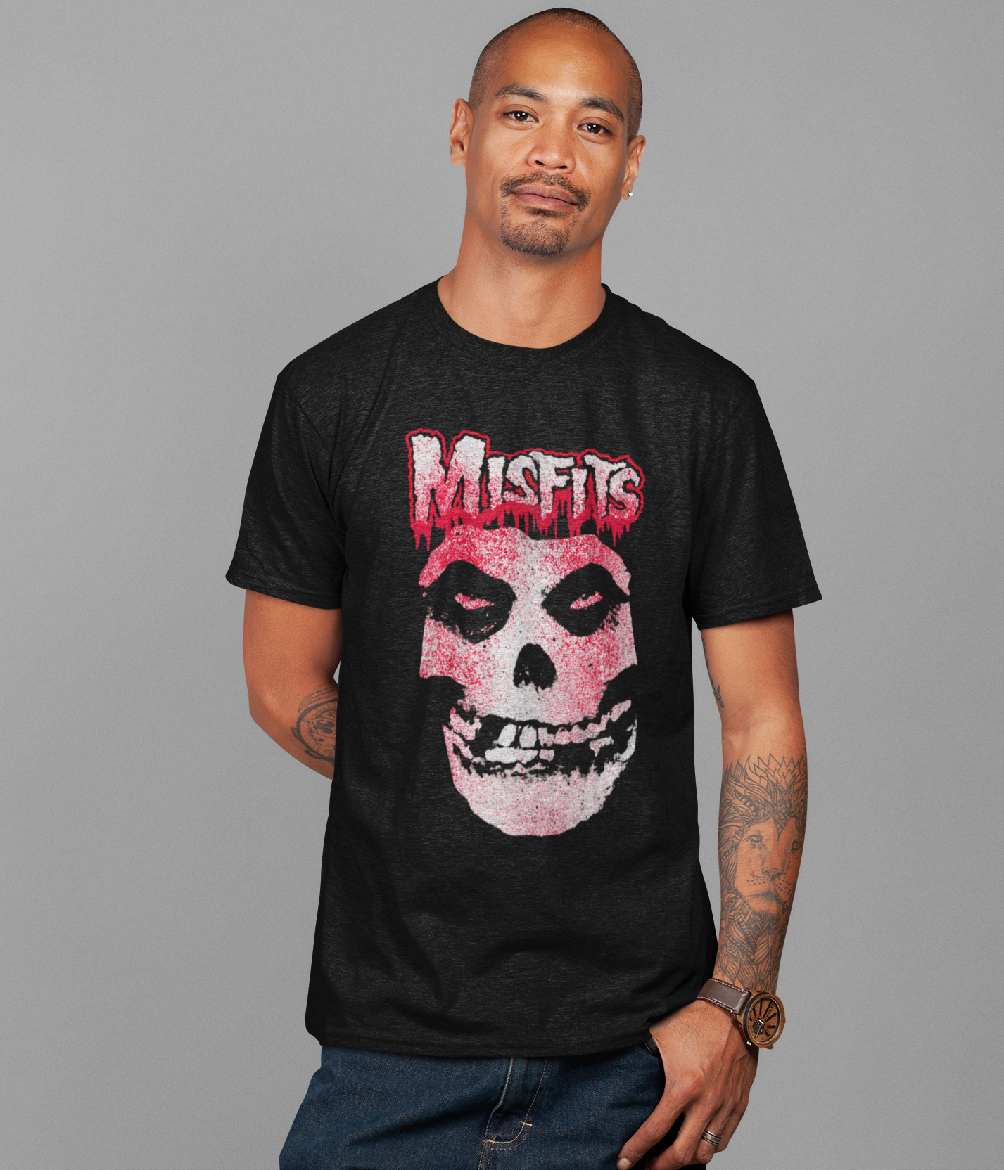 Stakes Misfits Tagged Skull Jumbo Print T-shirt [Apparel] Black