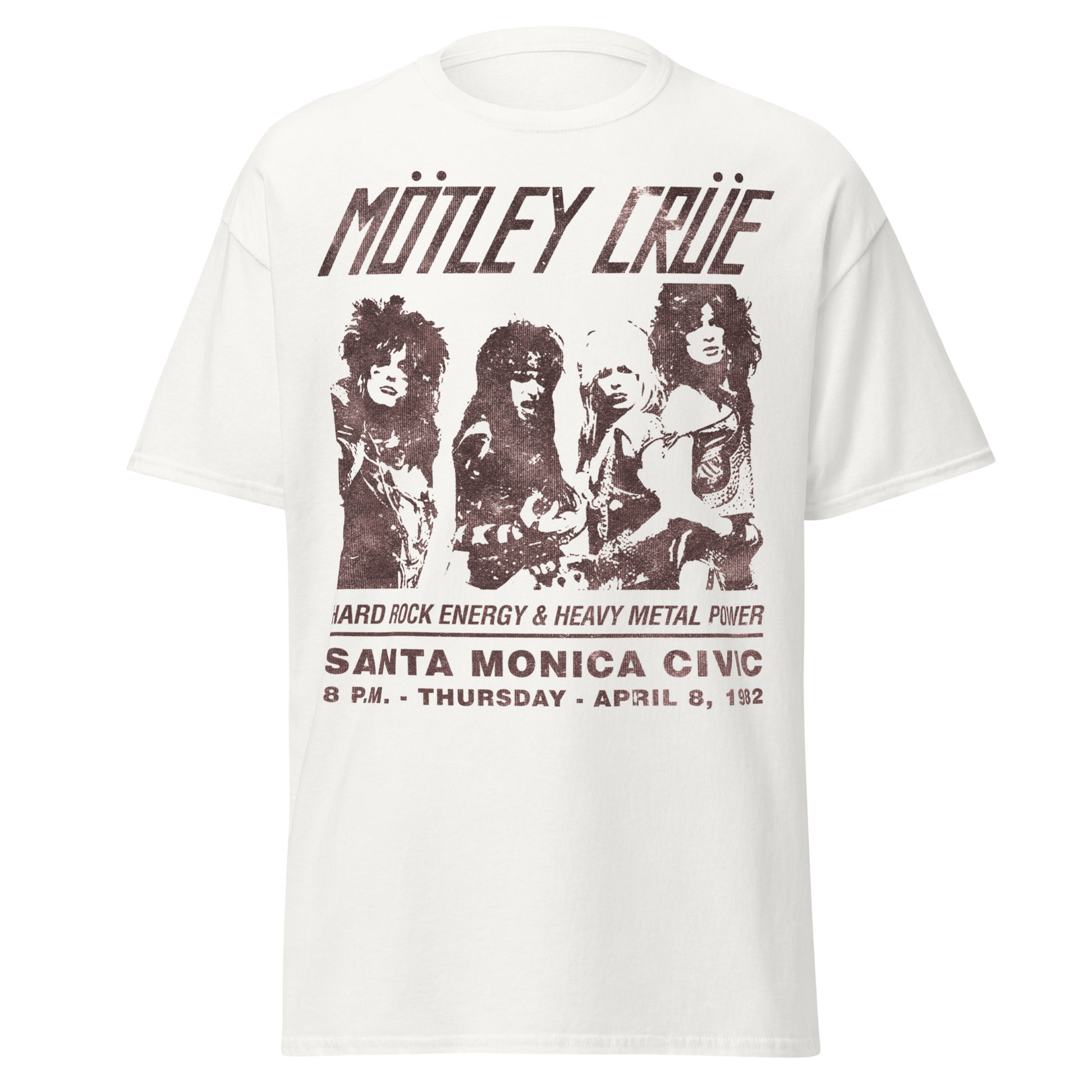 Stakes Motley Crue '82 Santa Monica Jumbo Print T-Shirt [Apparel] White