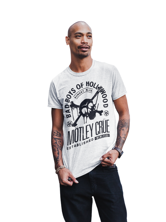 MERCHMOMENT Motley Crue Bad Boys of Hollywood Jumbo Print T-shirt [Apparel] - Rock Band Apparel