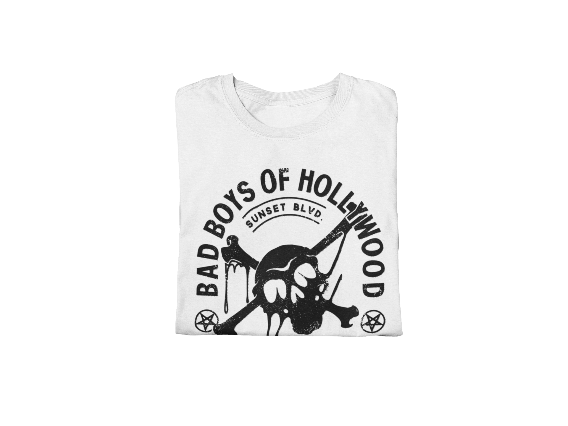 MERCHMOMENT Motley Crue Bad Boys of Hollywood Jumbo Print T-shirt [Apparel] - Rock Band Apparel
