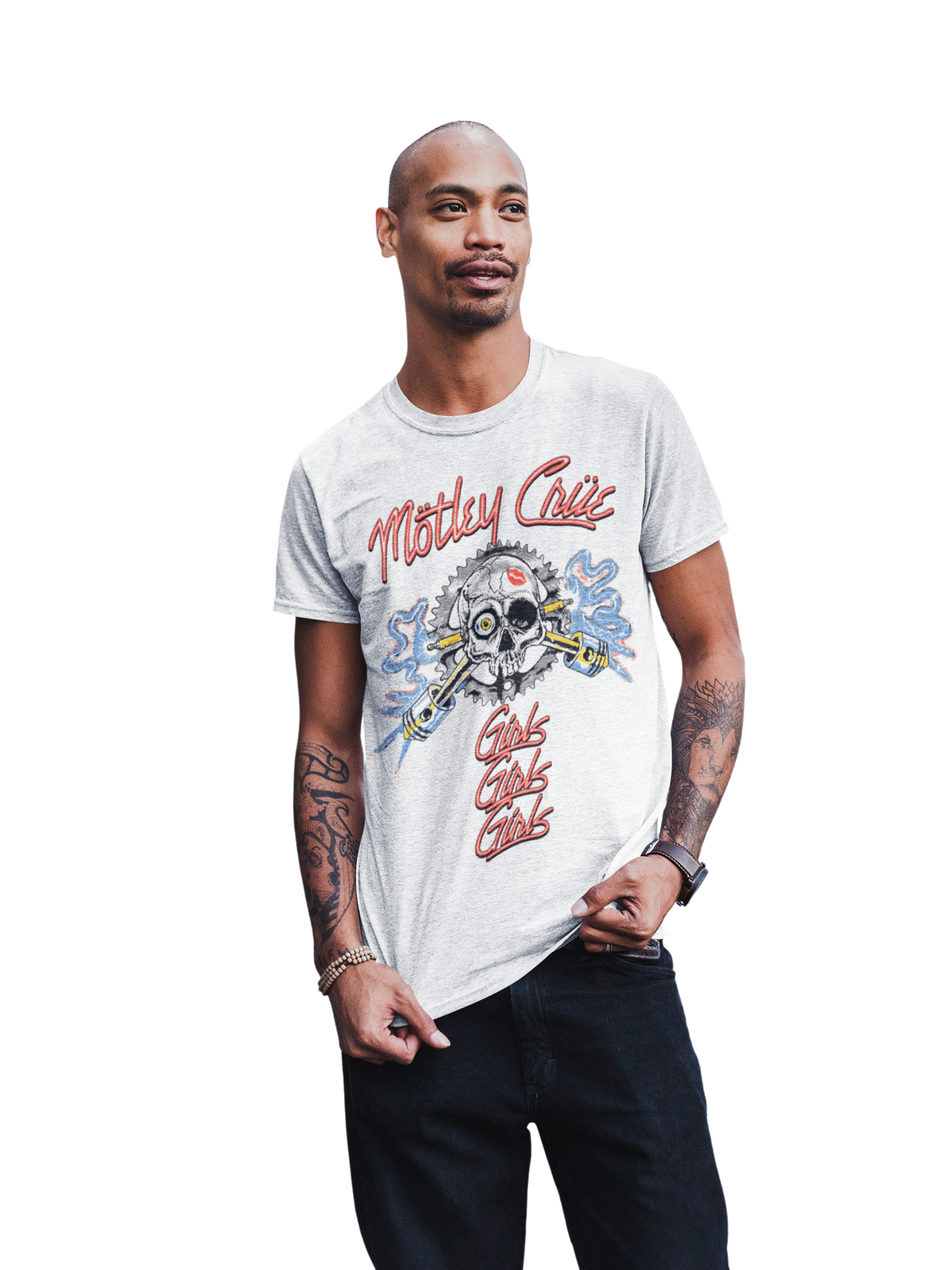 MERCHMOMENT Motley Crue Girl's Skull Jumbo Print T-shirt [Apparel] - Rock Band Apparel