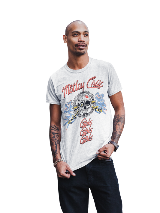 MERCHMOMENT Motley Crue Girl's Skull Jumbo Print T-shirt [Apparel] - Rock Band Apparel