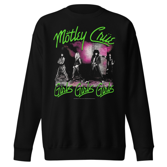 MERCHMOMENT Motley Crue Green Girls Jumbo Print Sweatshirt [Apparel] - Rock Band Apparel