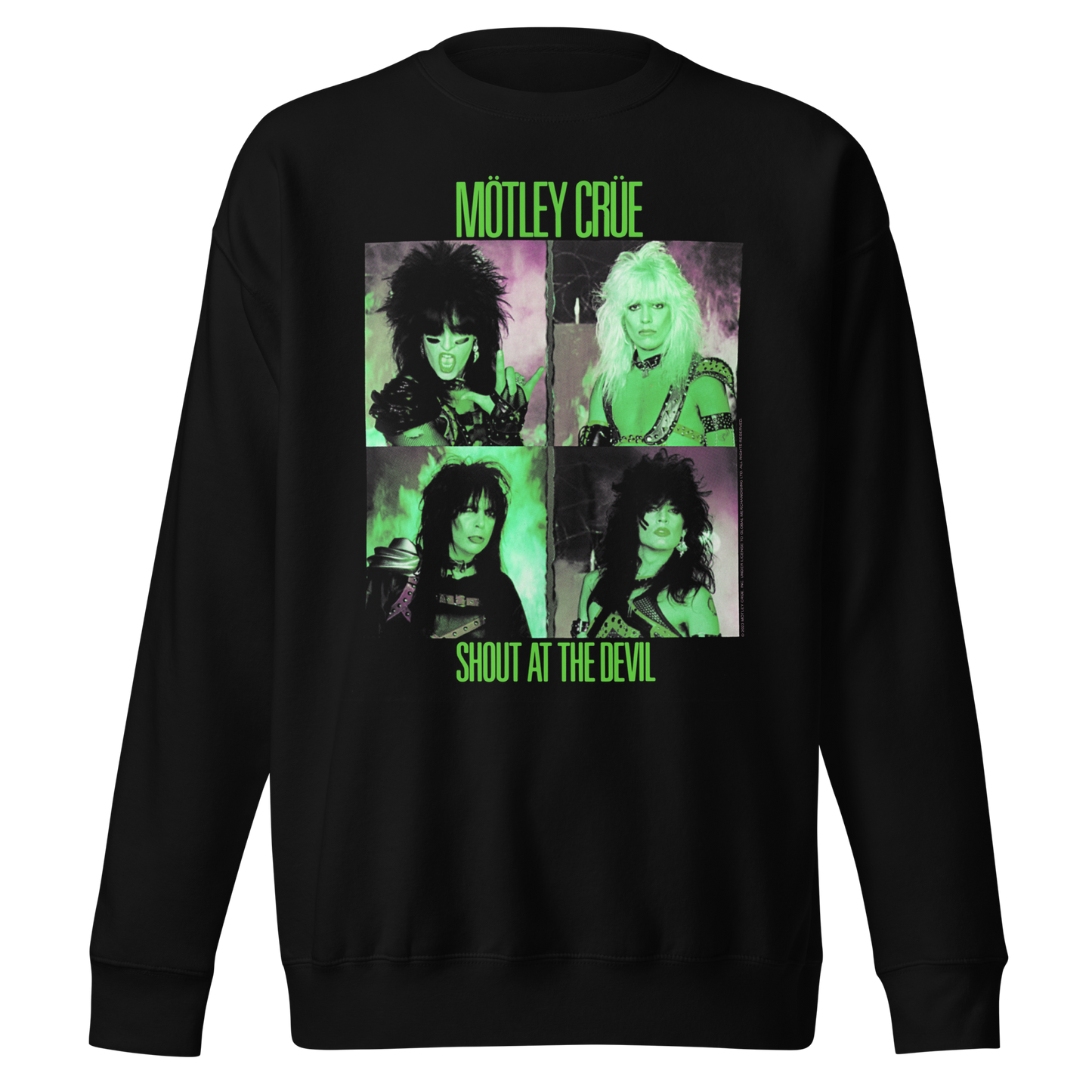 Stakes Motley Crue Green Shout Jumbo Print Sweatshirt [Apparel] Black