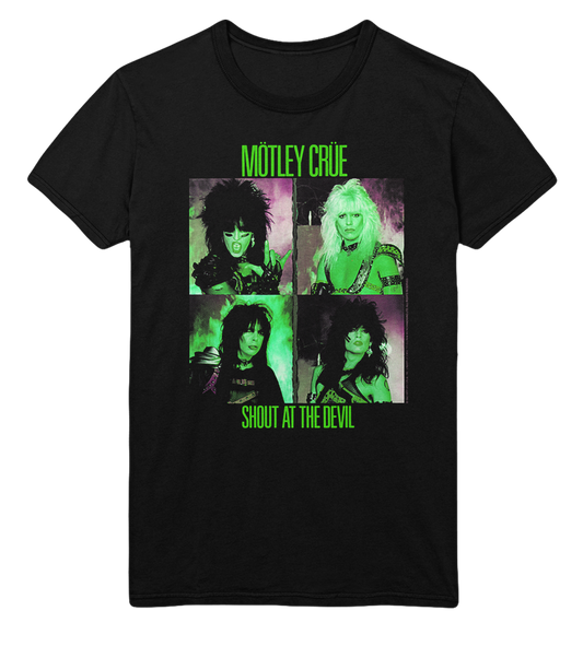MERCHMOMENT Motley Crue Green Shout Jumbo Print T-Shirt [Apparel] - Rock Band Apparel
