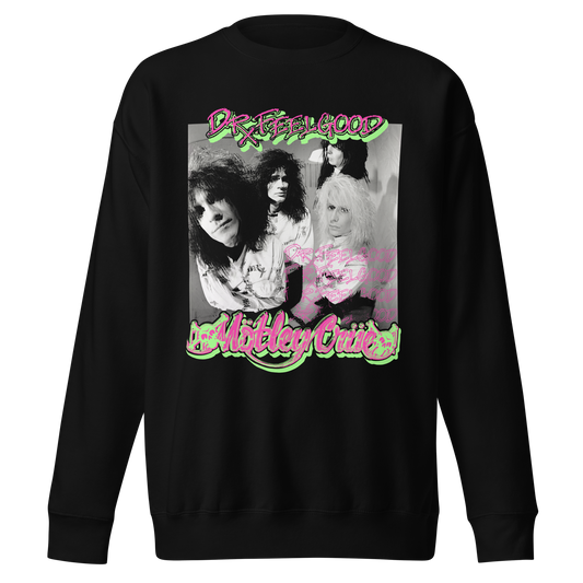 MERCHMOMENT Motley Crue Neon Trip Dr. Feelgood Jumbo Print Sweatshirt [Apparel] - Rock Band Apparel