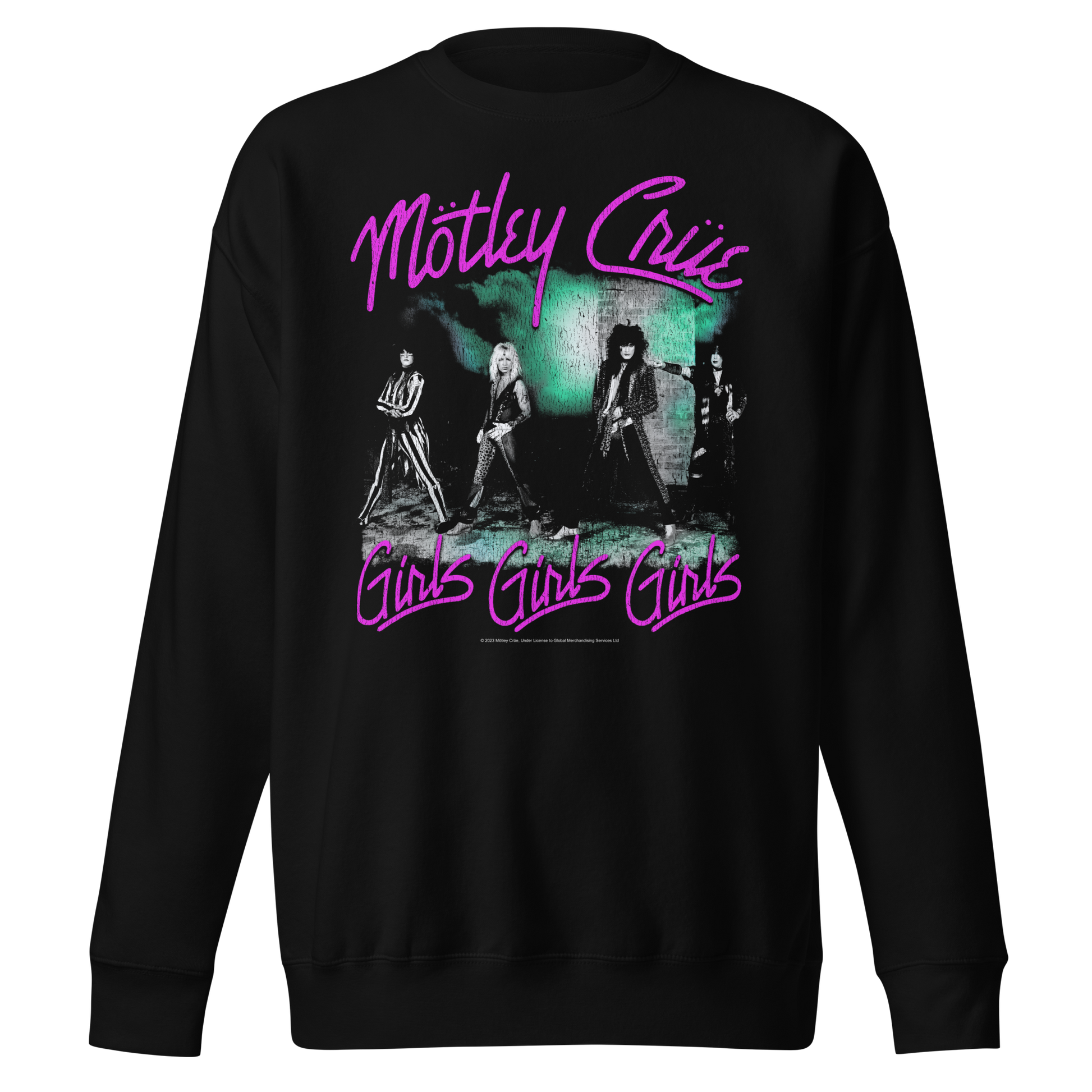 Stakes Motley Crue Pink Girls Jumbo Print Sweatshirt [Apparel] Black