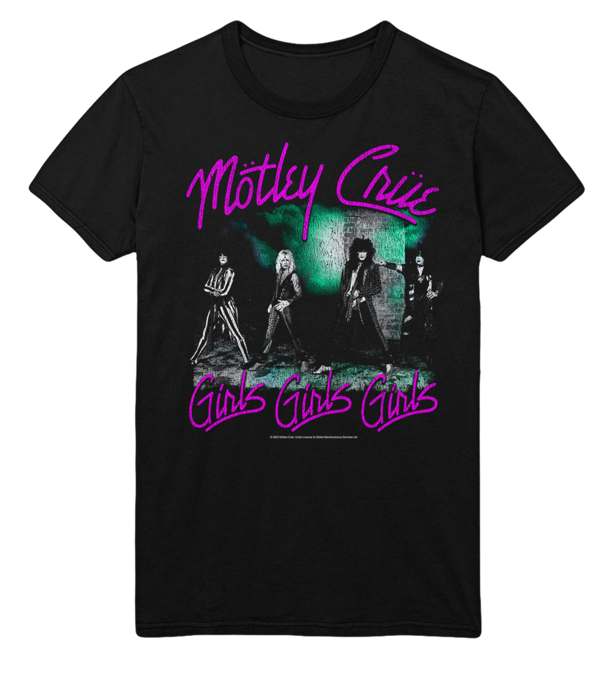 MERCHMOMENT Motley Crue Pink Girls Jumbo Print T-Shirt [Apparel] - Rock Band Apparel