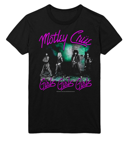 MERCHMOMENT Motley Crue Pink Girls Jumbo Print T-Shirt [Apparel] - Rock Band Apparel