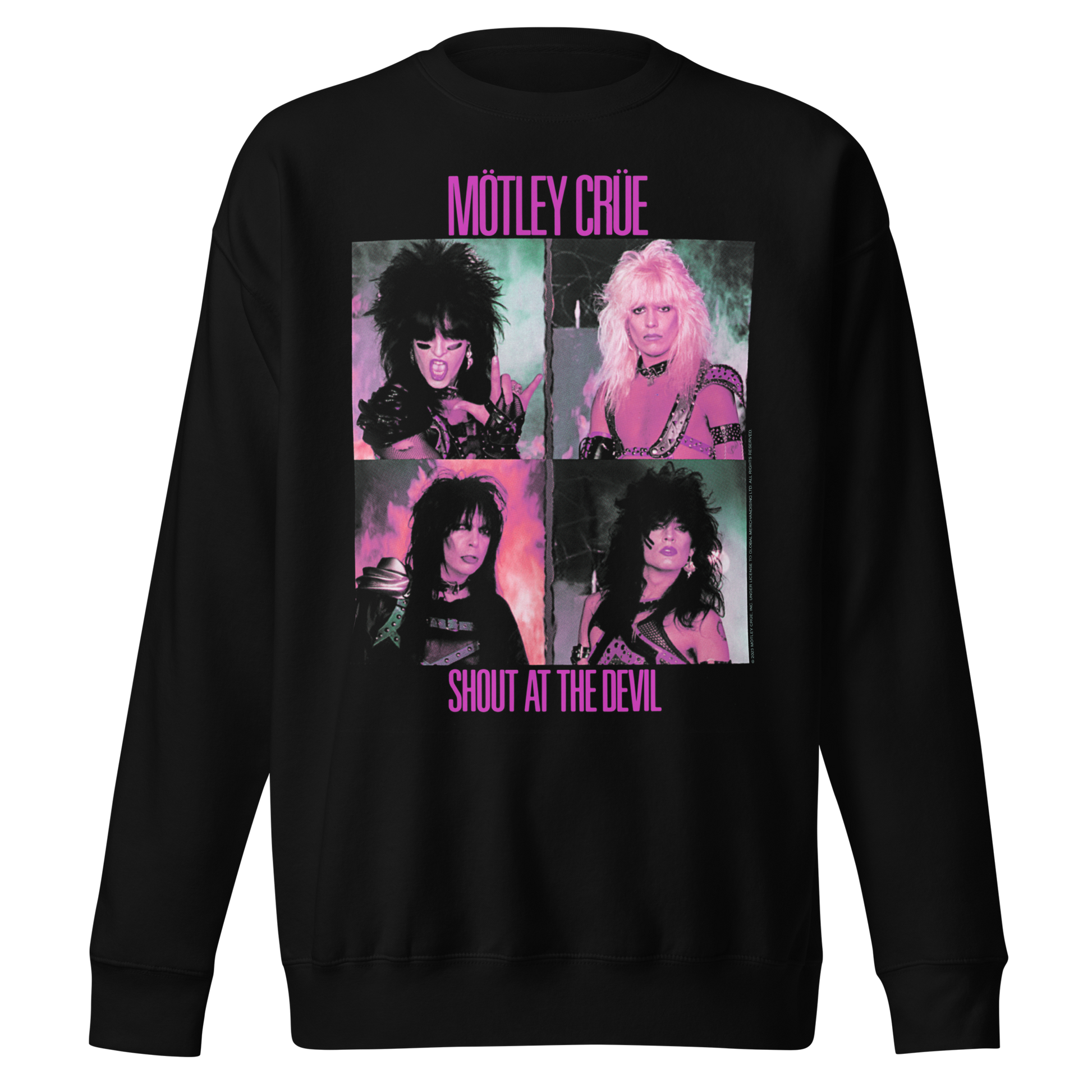 MERCHMOMENT Motley Crue Pink Shout Jumbo Print Sweatshirt [Apparel] - Rock Band Apparel