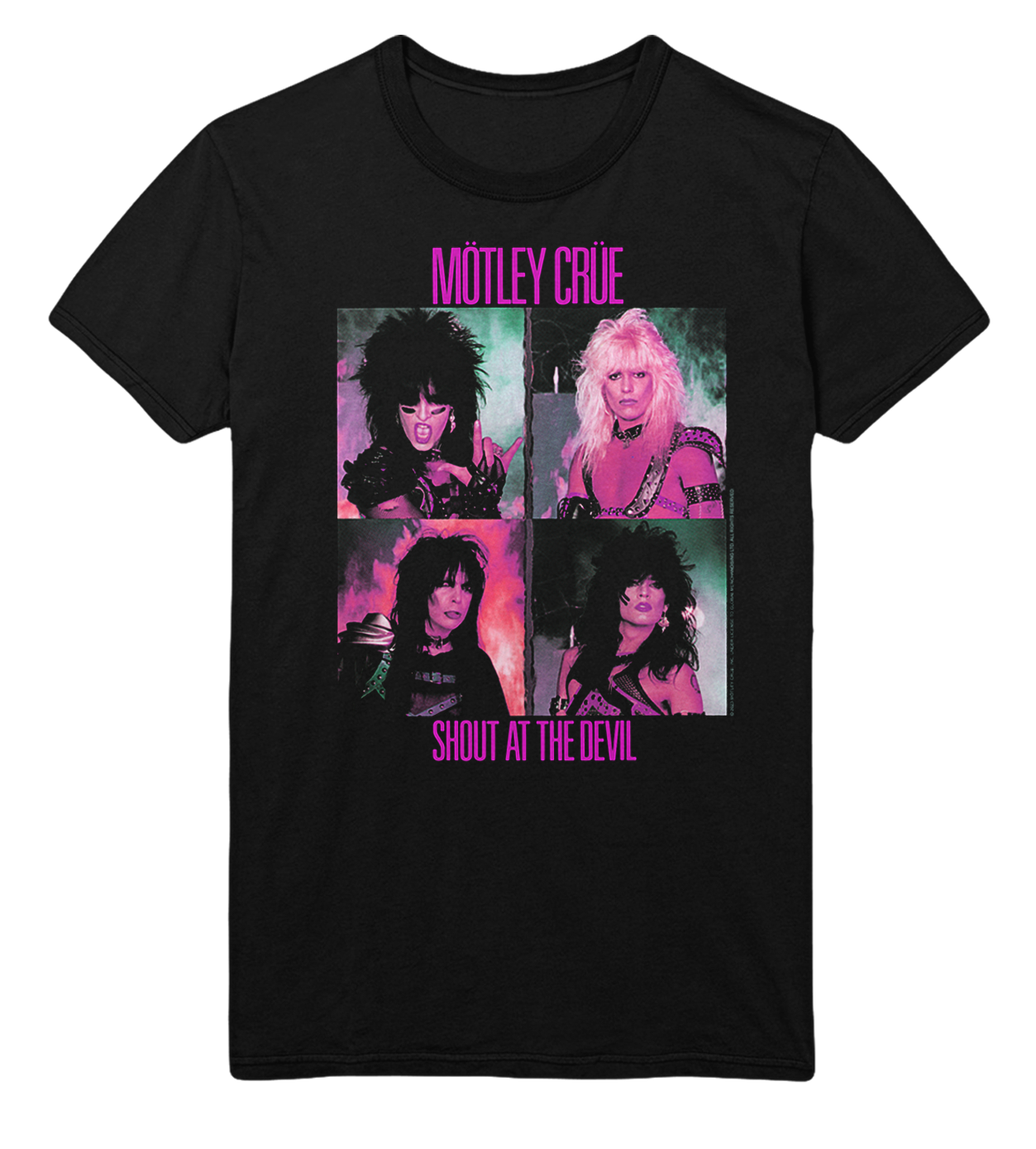 MERCHMOMENT Motley Crue Pink Shout Jumbo Print T-Shirt [Apparel] - Rock Band Apparel