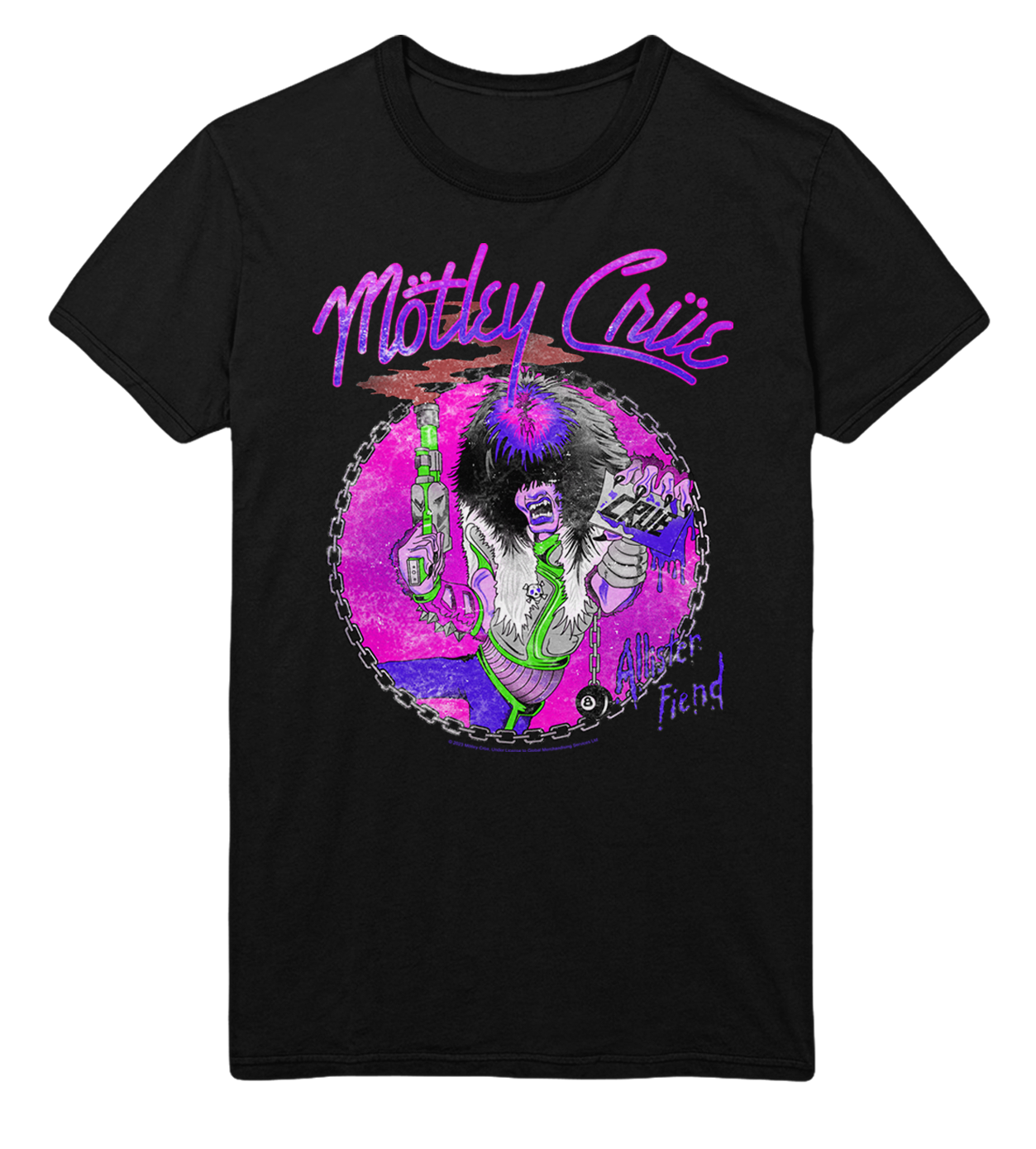 Stakes Motley Crue Purple Allister Jumbo Print T-Shirt [Apparel] Black