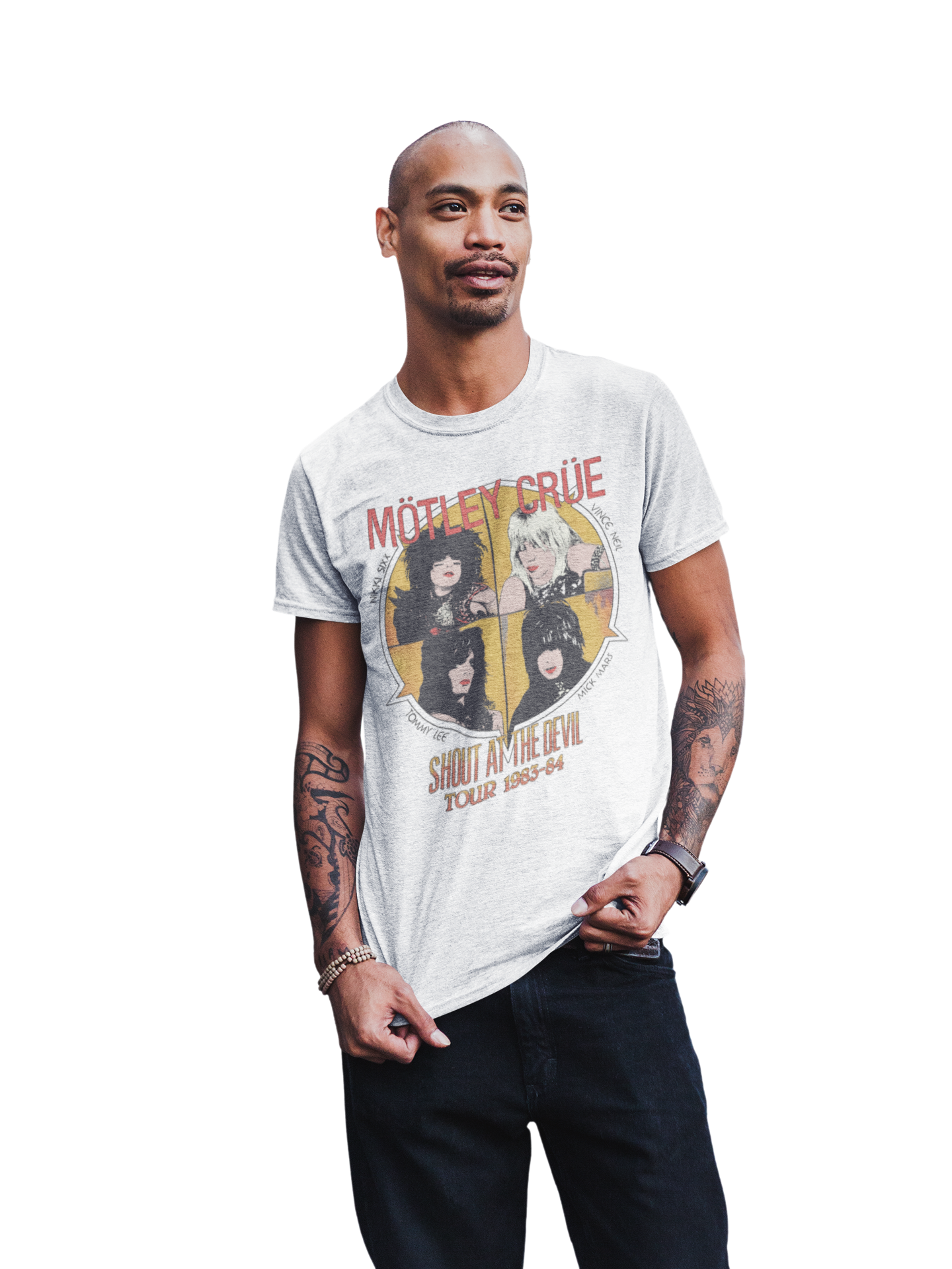 MERCHMOMENT Motley Crue - Shout 83/84 Tour Jumbo Print T-Shirt [Apparel] - Rock Band Apparel