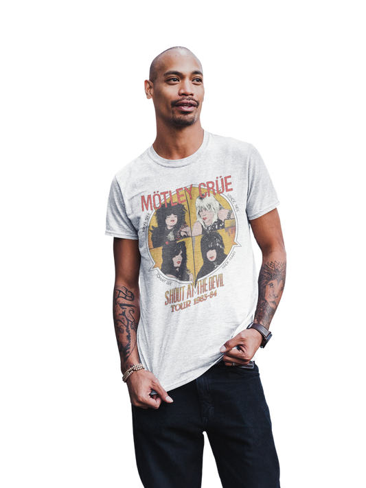 MERCHMOMENT Motley Crue - Shout 83/84 Tour Jumbo Print T-Shirt [Apparel] - Rock Band Apparel