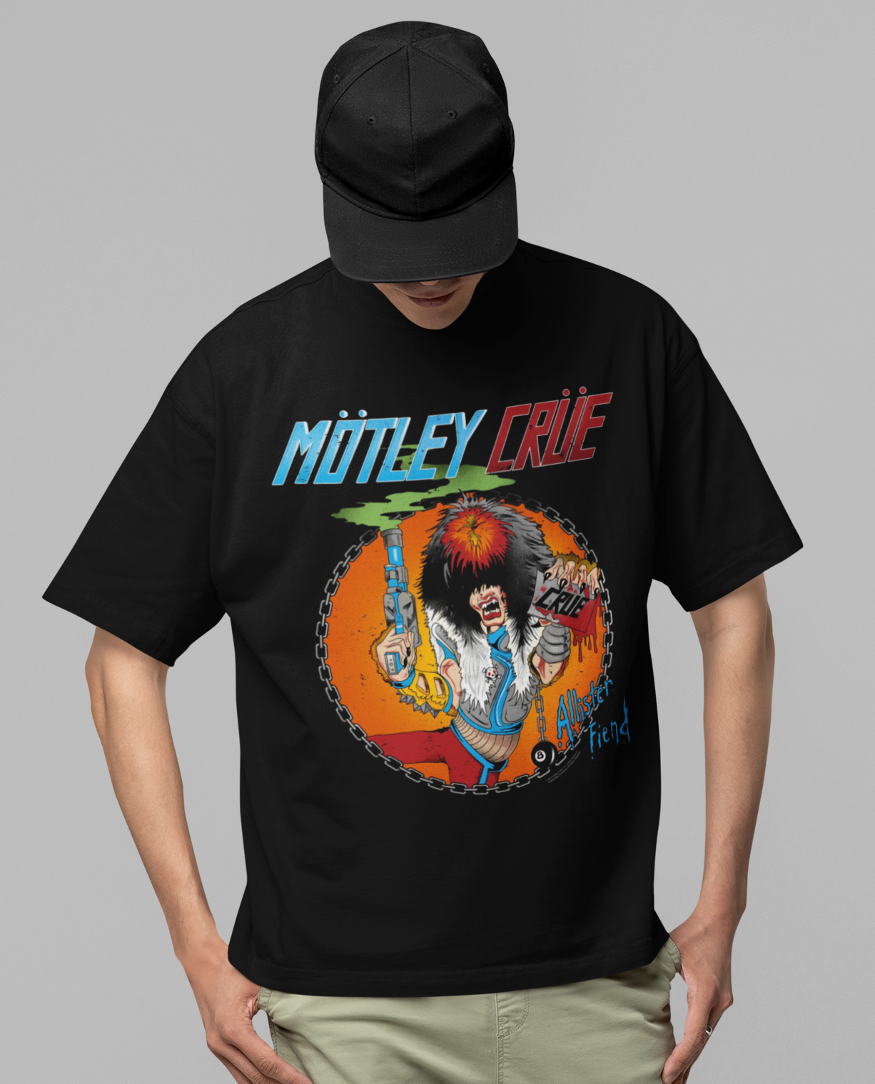 Stakes Motley Crue Smoking Allister Jumbo Print T-shirt [Apparel] Black