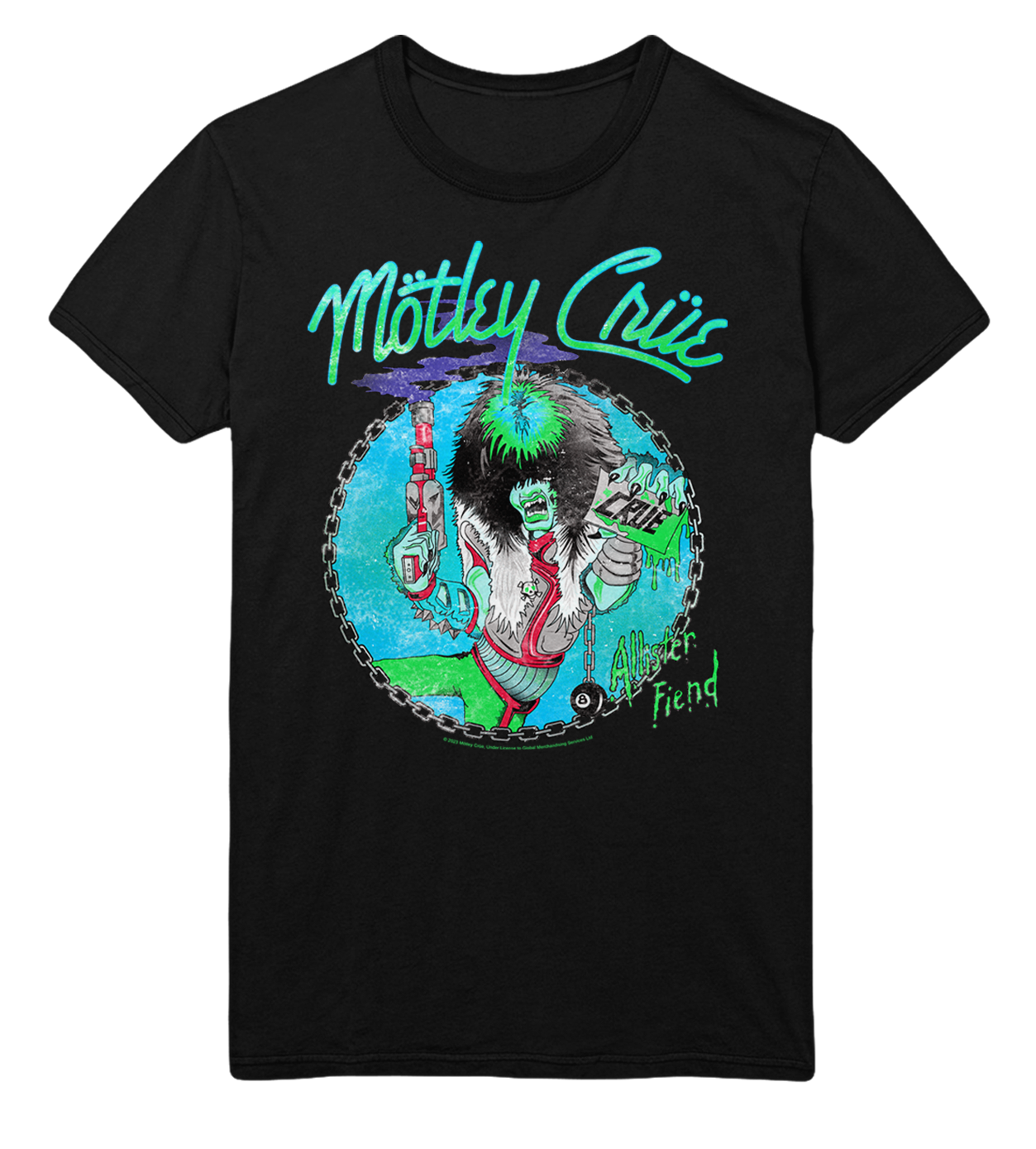 Stakes Motley Crue Turquoise Allister Jumbo Print T-Shirt [Apparel] Black