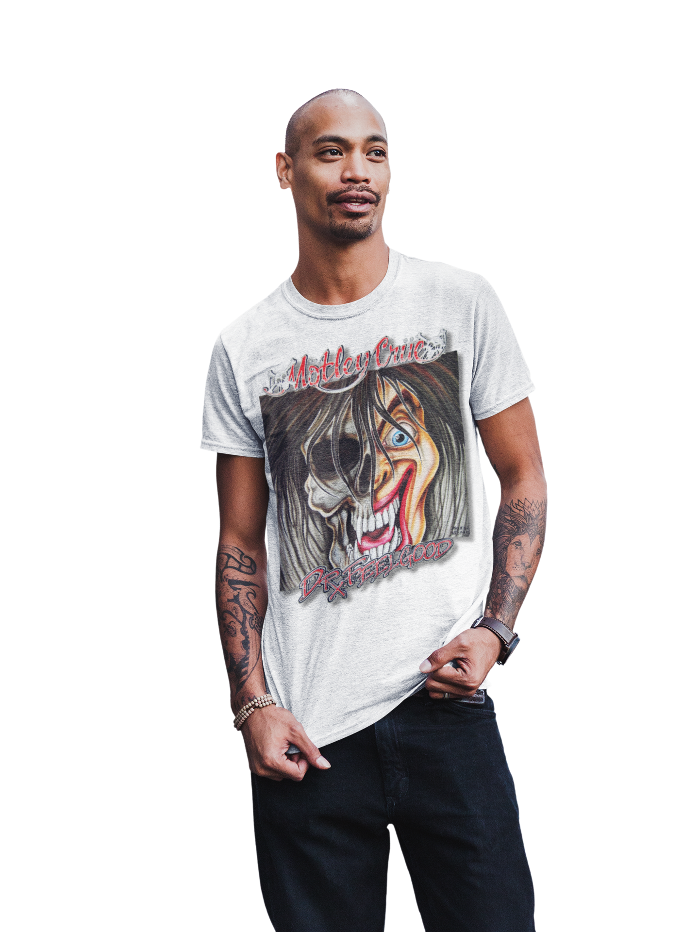MERCHMOMENT Motley Crue - Vintage Dr. Feelgood Jumbo Print T-Shirt [Apparel] - Rock Band Apparel