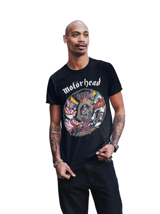Stakes Motorhead - Vintage 1916 Jumbo Print T-Shirt [Apparel] Black