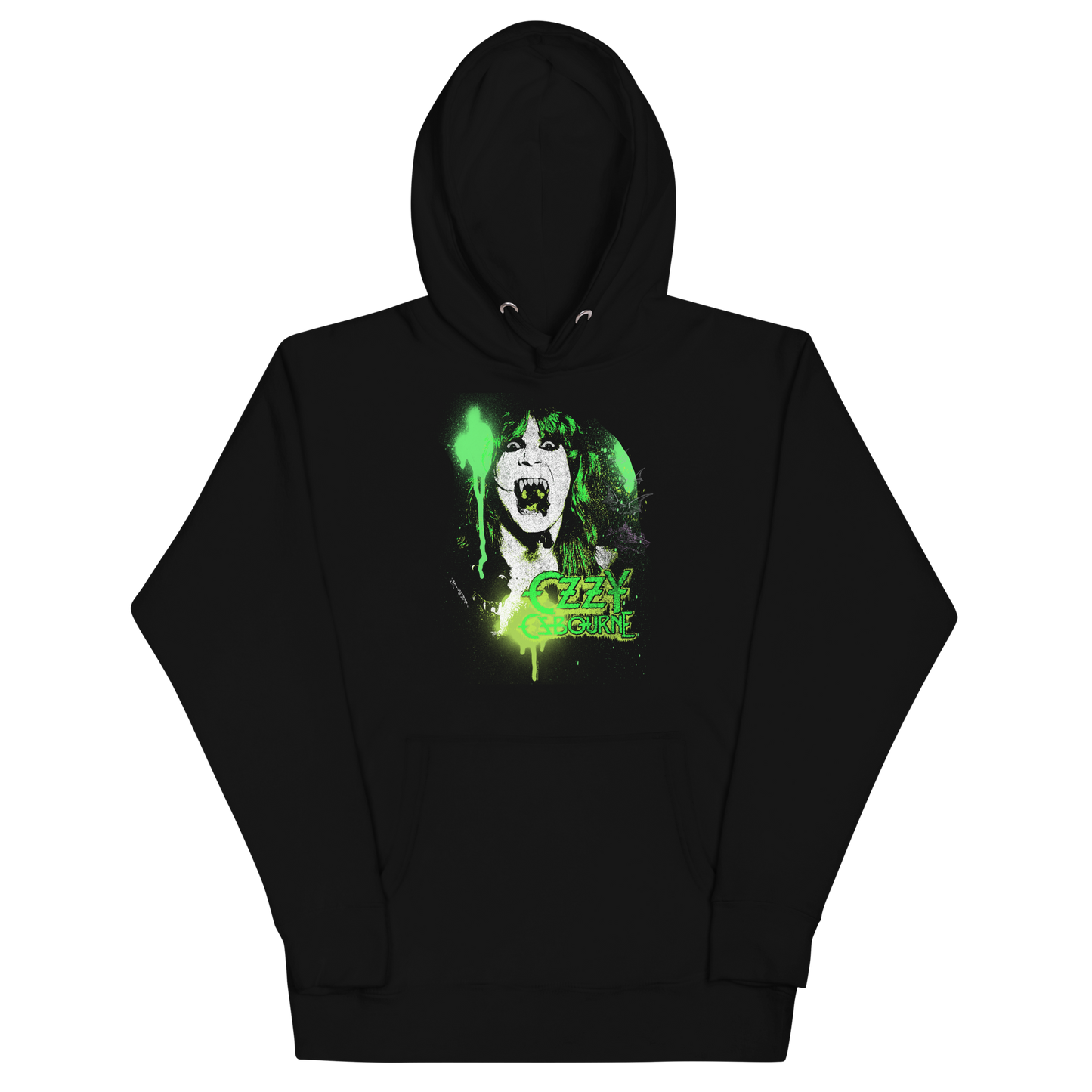 MERCHMOMENT Ozzy Osbourne Green Screaming Classic Hoodie [Apparel] - Rock Band Apparel