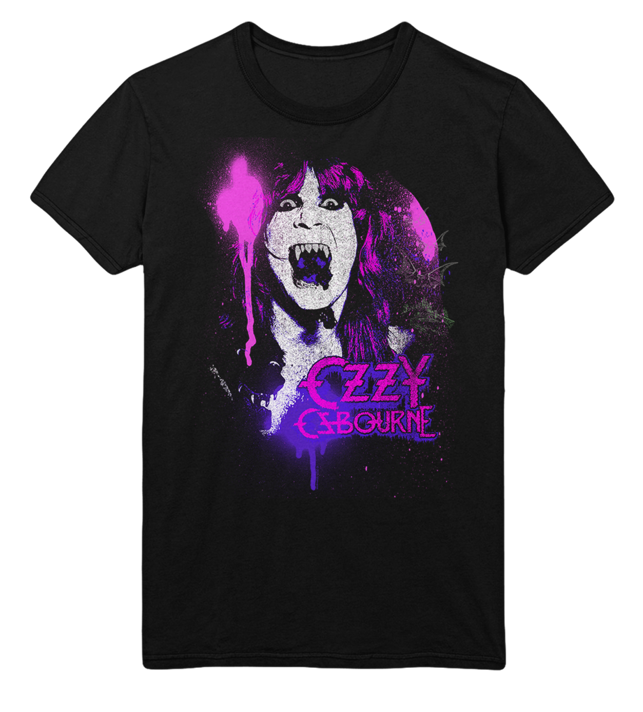 MERCHMOMENT Ozzy Osbourne Purple Screaming Jumbo Print T-Shirt [Apparel] - Rock Band Apparel