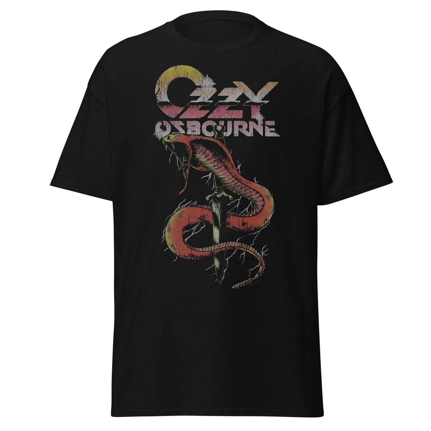 MERCHMOMENT Ozzy Osbourne - Vintage Snake Bite Jumbo Print T-Shirt [Apparel] - Rock Band Apparel