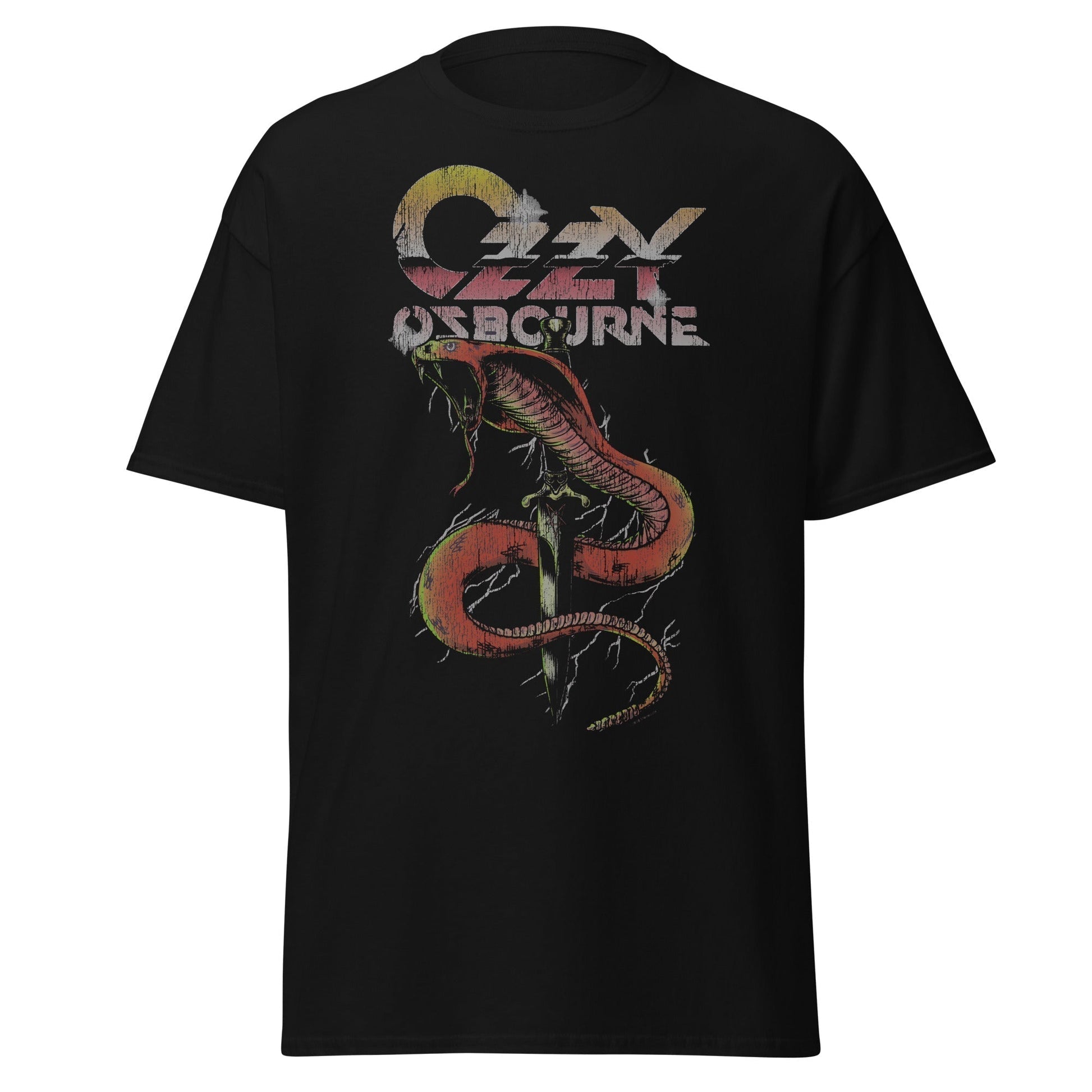 MERCHMOMENT Ozzy Osbourne - Vintage Snake Bite Jumbo Print T-Shirt [Apparel] - Rock Band Apparel