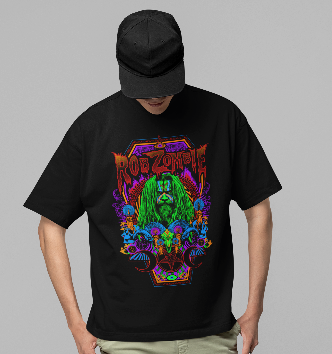 MERCHMOMENT Rob Zombie - Pyschedelic Jumbo Print T-Shirt [Apparel] - Rock Band Apparel