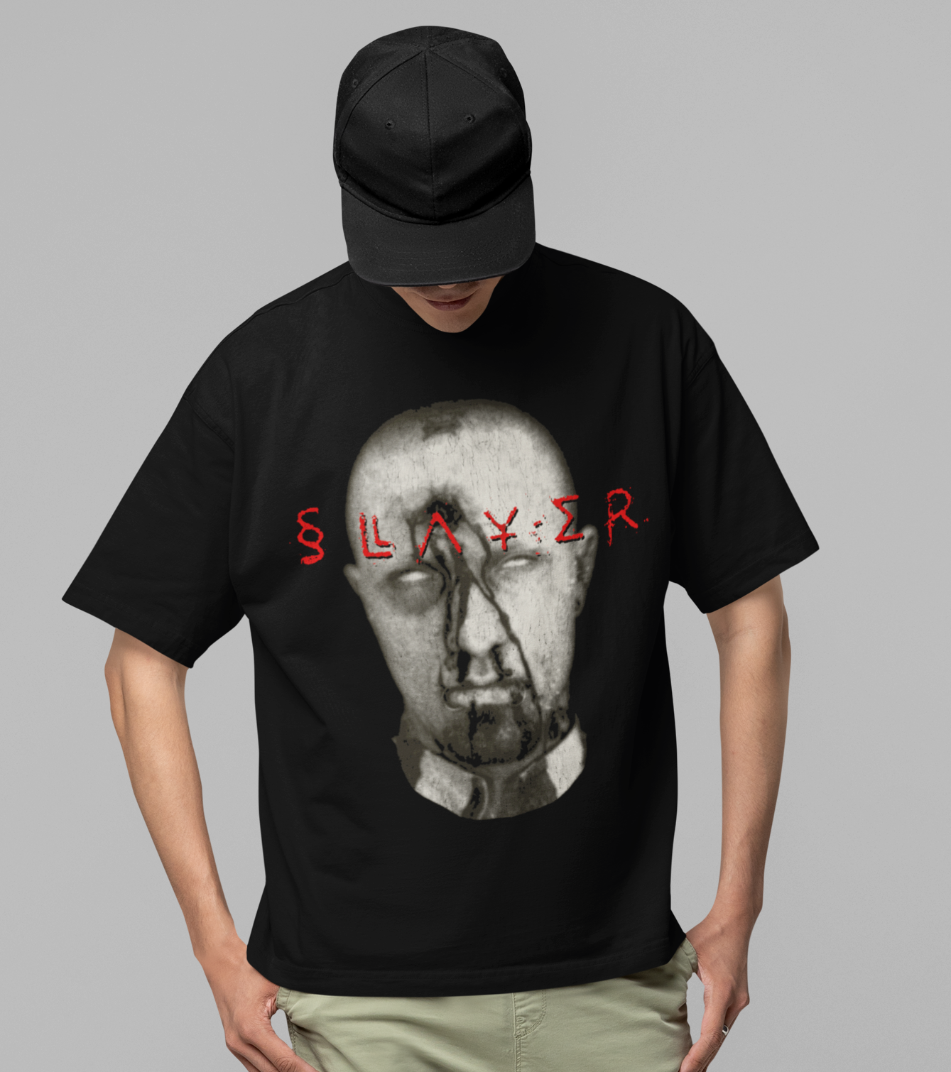 MERCHMOMENT Slayer Blank Eyes Jumbo Print T-shirt [Apparel] - Rock Band Apparel