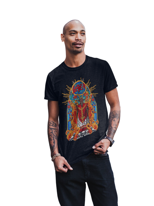 MERCHMOMENT Slayer - Chapel Jumbo Print T-Shirt [Apparel] - Rock Band Apparel