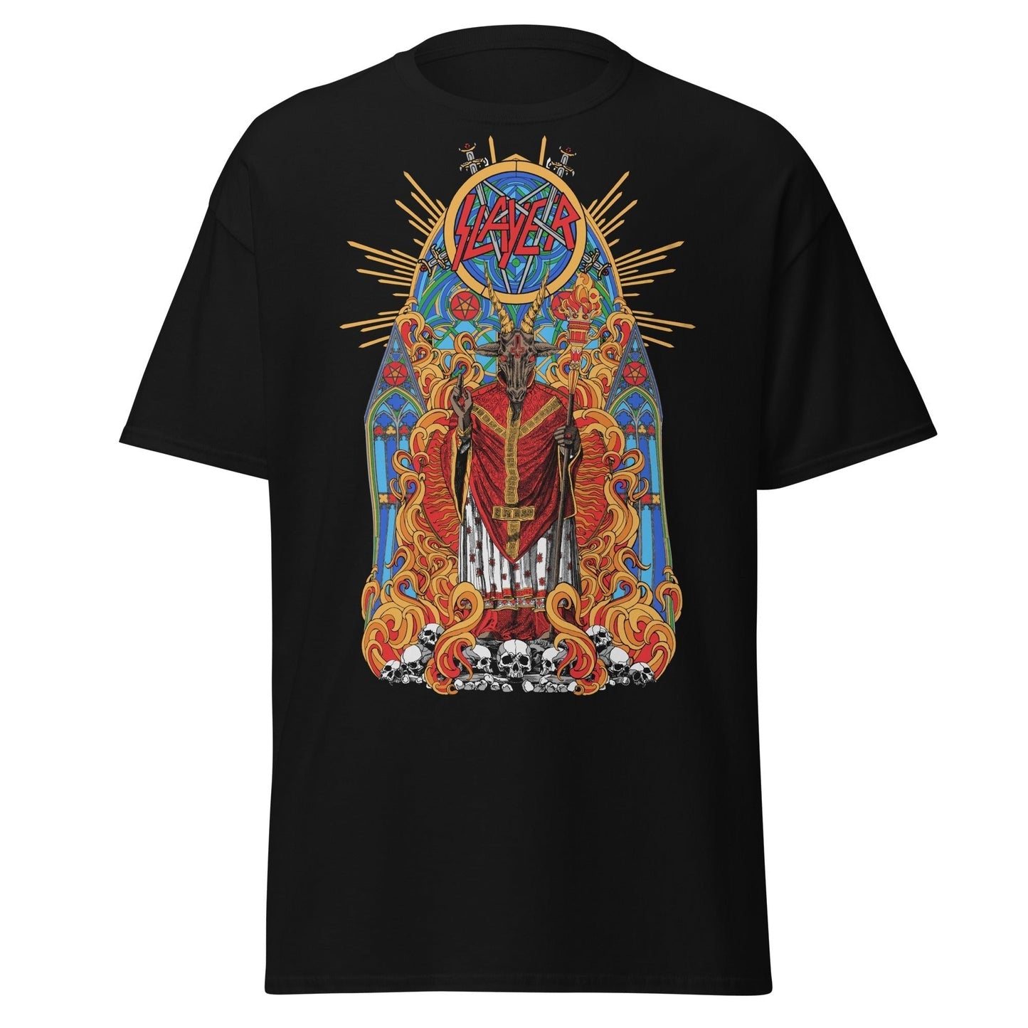 MERCHMOMENT Slayer - Chapel Jumbo Print T-Shirt [Apparel] - Rock Band Apparel