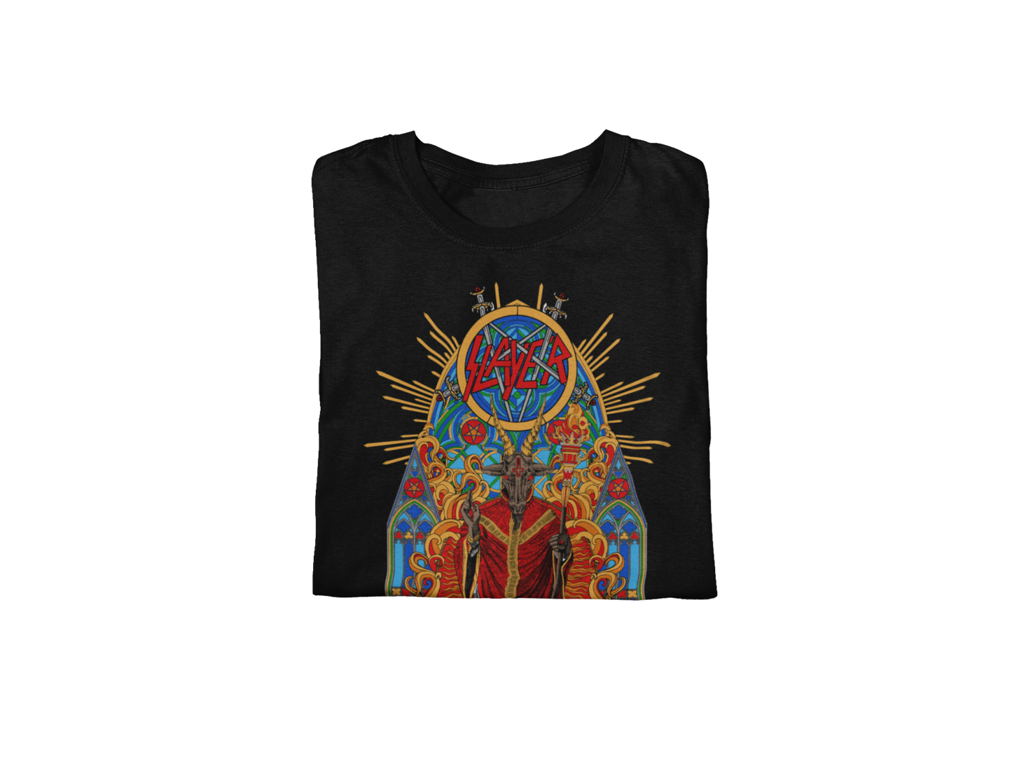 MERCHMOMENT Slayer - Chapel Jumbo Print T-Shirt [Apparel] - Rock Band Apparel