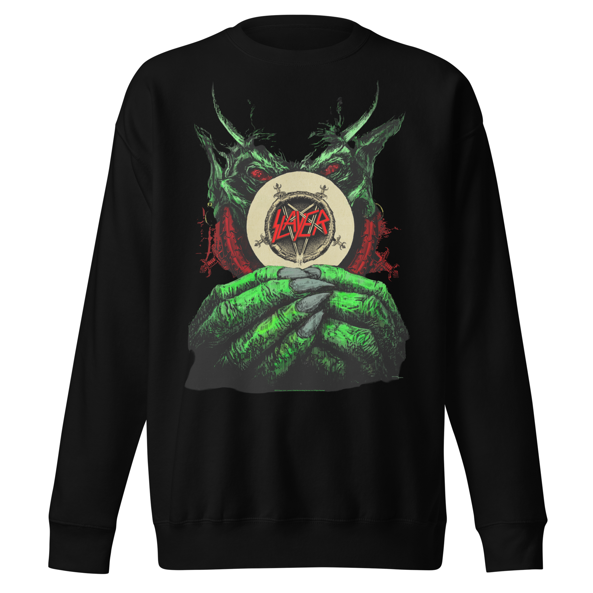 Stakes Slayer Demon Hands Vintage Jumbo Print Sweatshirt [Apparel] Black