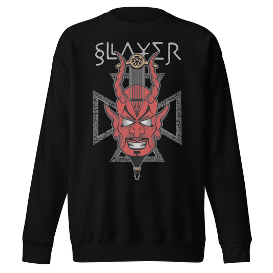 MERCHMOMENT Slayer Devil's Horns Vintage Jumbo Print Sweatshirt [Apparel] - Rock Band Apparel