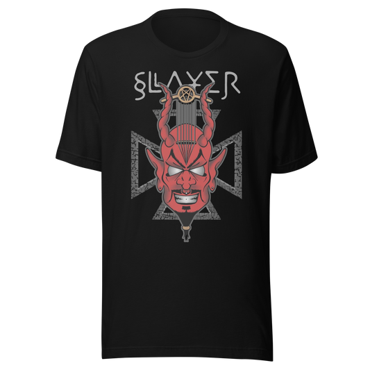 MERCHMOMENT Slayer Devil's Horns Vintage Jumbo Print T-Shirt [Apparel] - Rock Band Apparel