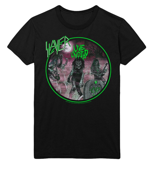 MERCHMOMENT Slayer Neon Green Undead Jumbo Print T-Shirt [Apparel] - Rock Band Apparel