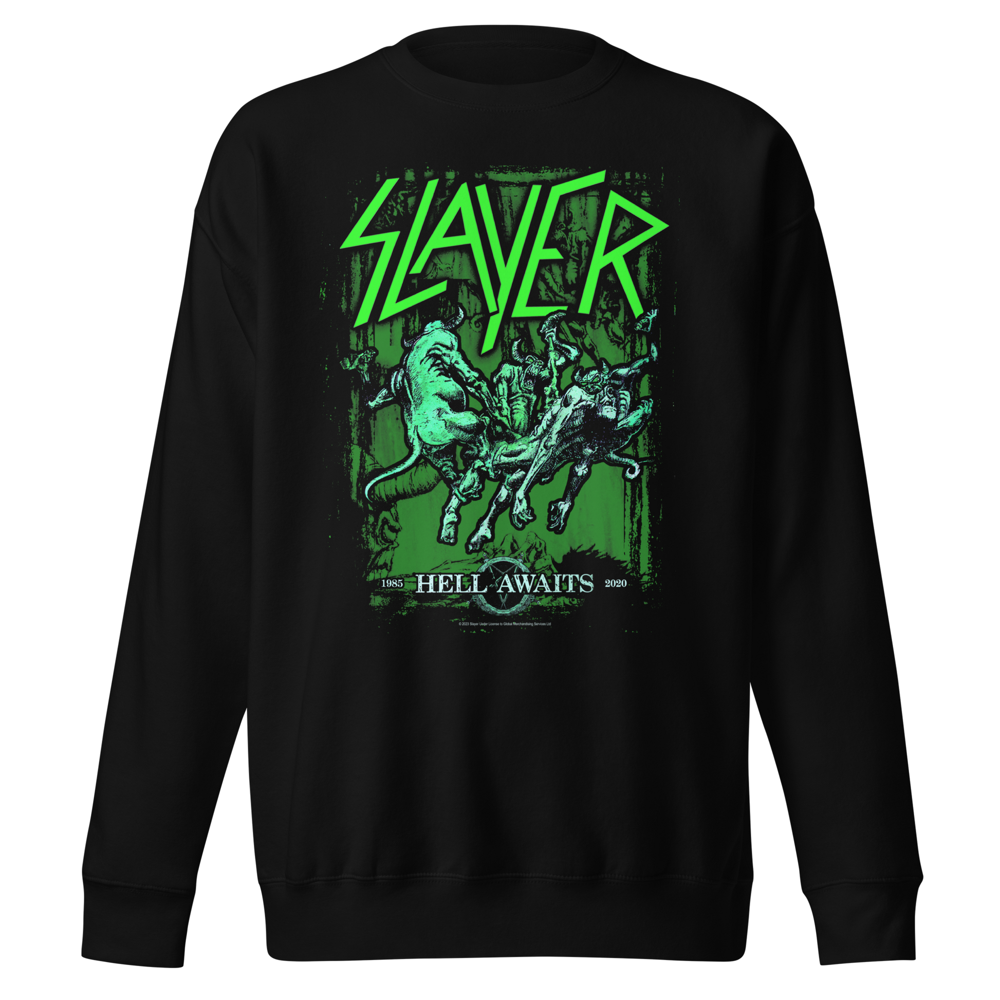 Stakes Slayer Neon Hell Awaits Jumbo Print Sweatshirt [Apparel] Black