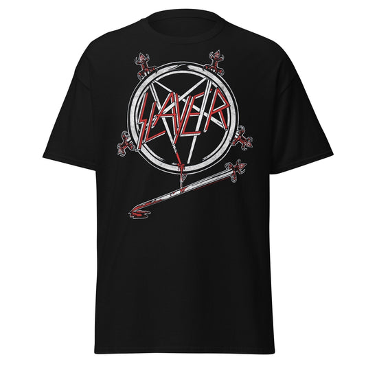 MERCHMOMENT Slayer Sword Logo Jumbo Print T-shirt [Apparel] - Rock Band Apparel